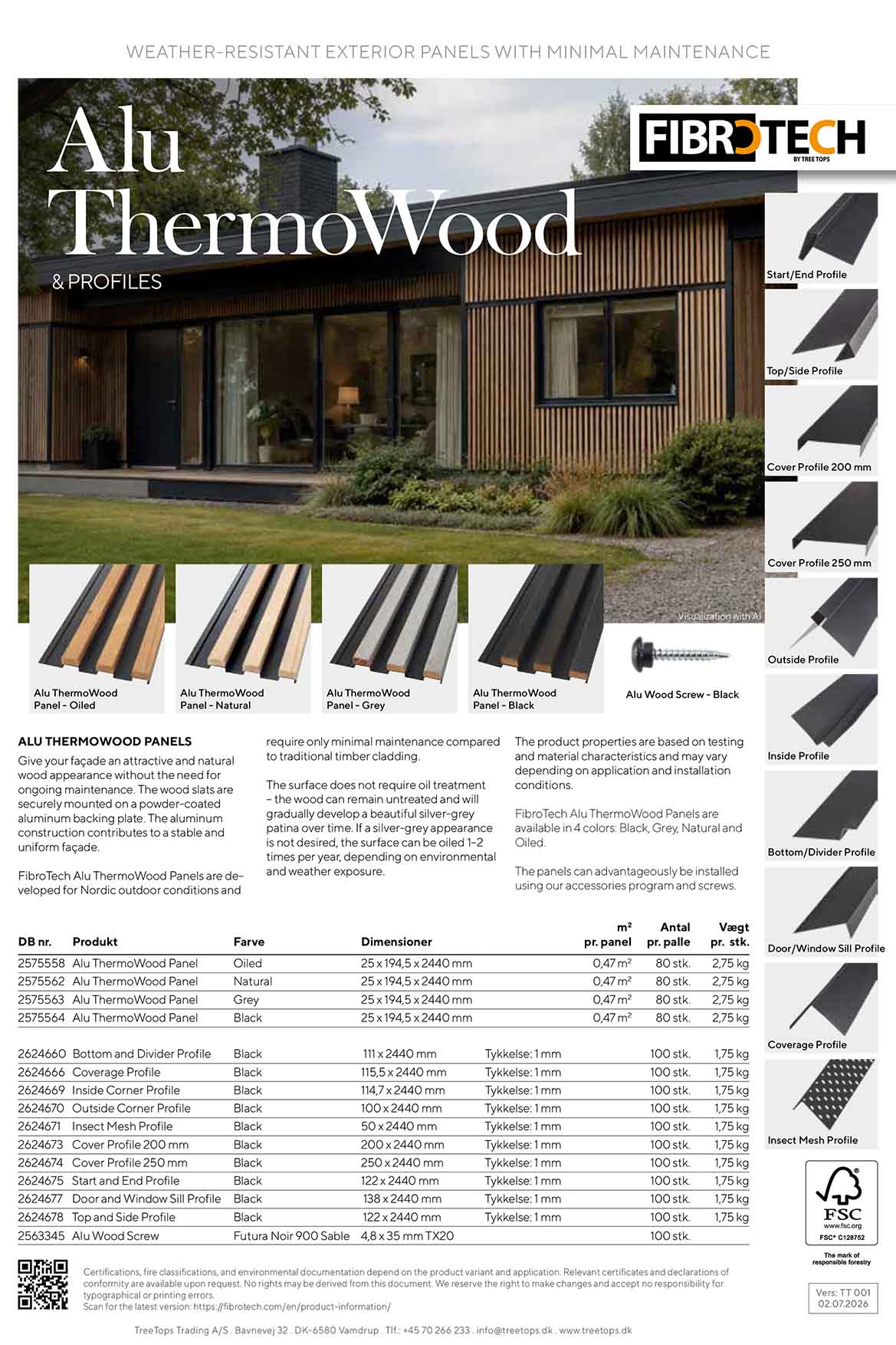 ALU thermowood Datenblätter