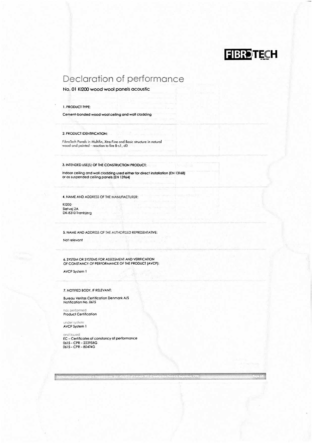 Fibrotech Leistungserklärung Holzwolleplatten